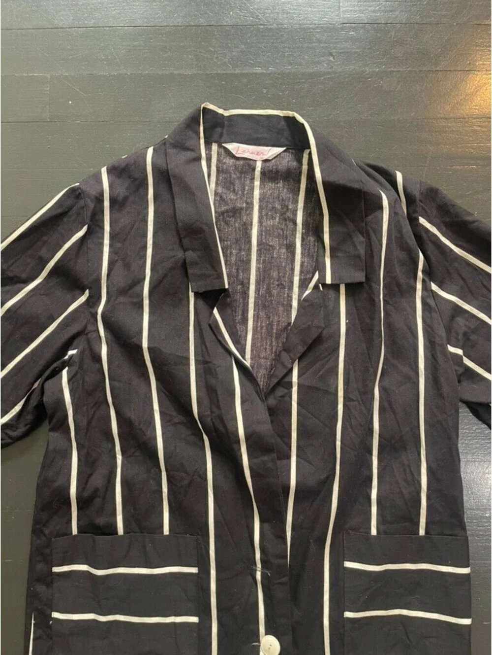 Vintage Lerner Black White Striped Lightweight Blazer